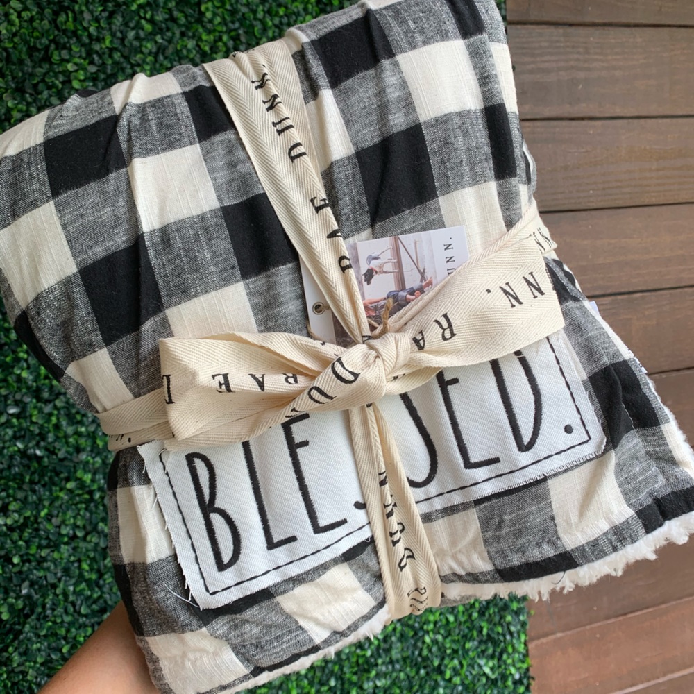 Rae Dunn “Blessed.” Sherpa Blanket
